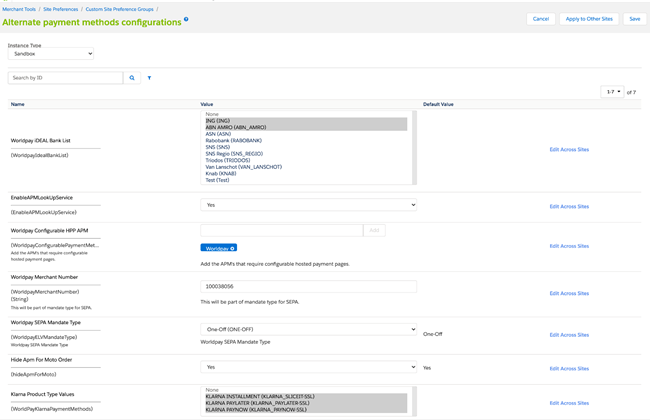 APM Configuration Table Developer Engine